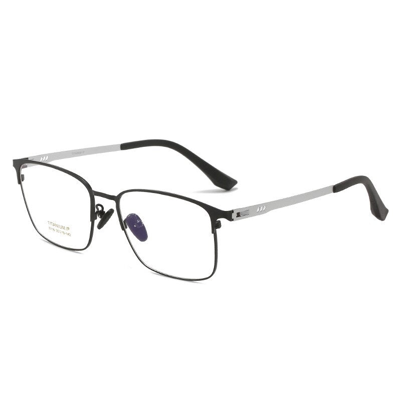 Reven Jate Men's Full Rim Square Titanium Screwless Frame Eyeglasses 6118 Full Rim Reven Jate black-silver  