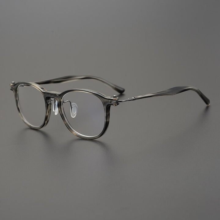 Gatenac Unisex Full Rim Round Acetate Titanium Eyeglasses Gxyj826 Full Rim Gatenac Gray  