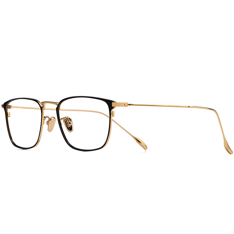 Hotochki Men's Full Rim Square Titanium Ip Electroplated Frame Eyeglasses W8083 Full Rim Hotochki Black Gold  