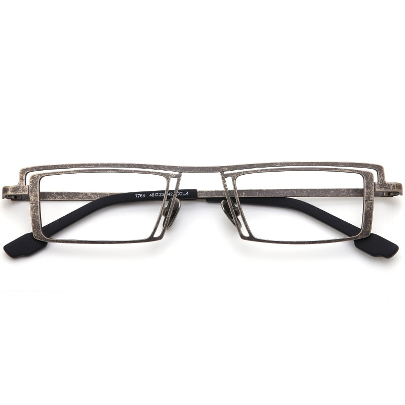 Muzz Men's Full Rim Small Rectangle Flat TopTitanium Eyeglasses T7768 Full Rim Muzz C4  