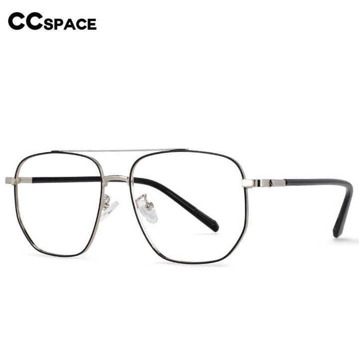 CCSpace Unisex Full Rim Oversized Double Bridge Square Alloy Frame Eyeglasses 54596 Full Rim CCspace   