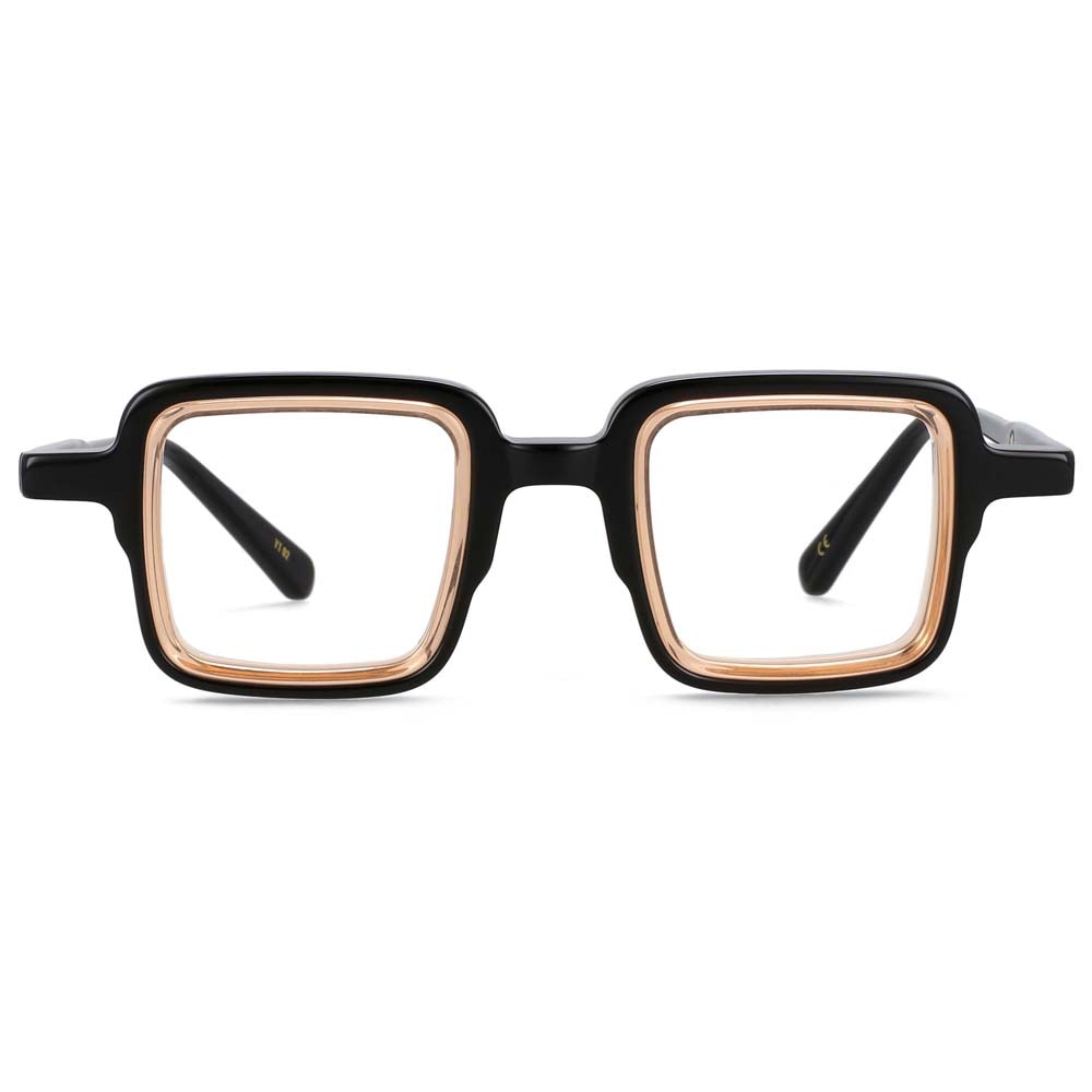 CCspace Unisex Full Rim Small Square Acetate Eyeglasses 55308 Full Rim CCspace Black China 