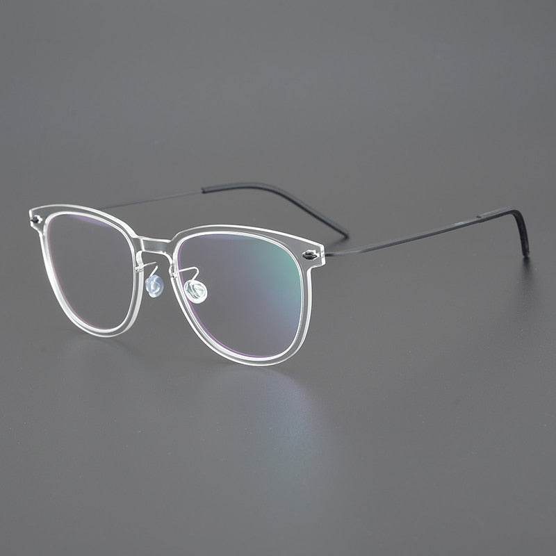 Gatenac Unisex Full Rim Round Square Screwless Titanium Eyeglasses Gxyj956 Full Rim Gatenac Transparent  