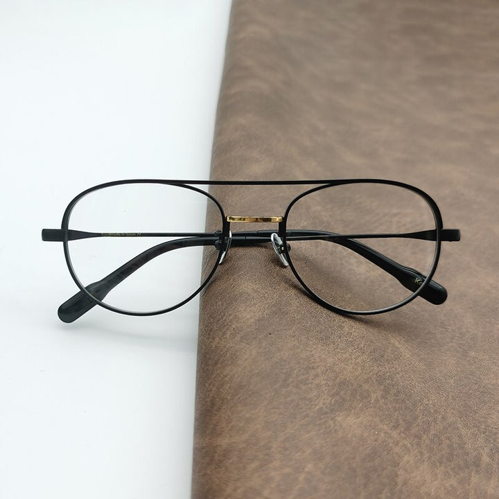 Cubojue Unisex Full Rim Oval Double Bridge Titanium Hyperopic Reading Glasses Reading Glasses Cubojue   