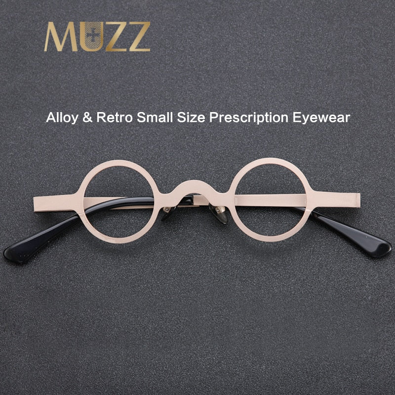 Muzz Men's Full Rim Small Round Titanium Alloy Eyeglasses V5 Full Rim Muzz   