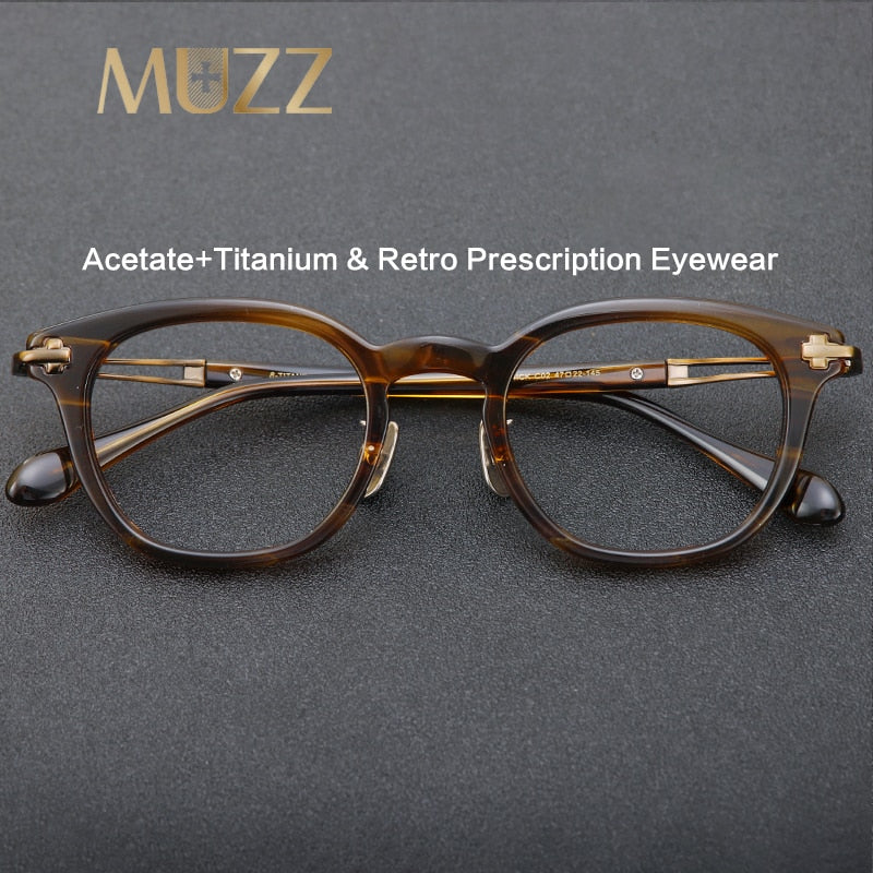 Muzz Men's Full Rim Square Acetate Titanium Eyeglasses Thick Full Rim Muzz   