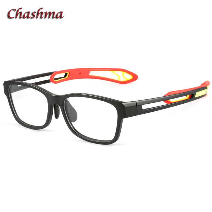 Chashma Men's Full Rim TR 90 Resin Titanium Square Sport Frame Eyeglasses 1927 Sport Eyewear Chashma Black Yellow  