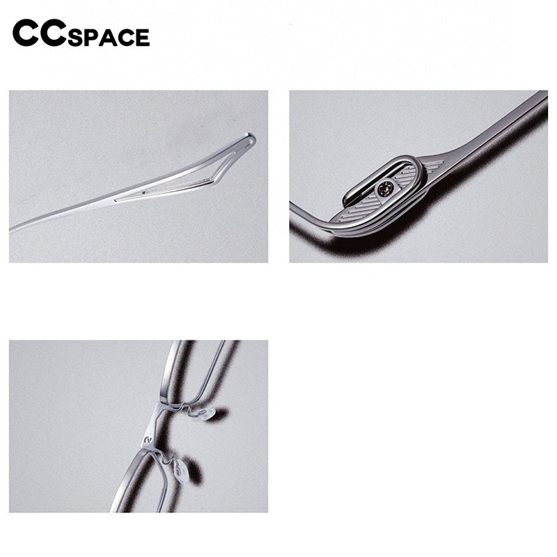 CCspace Men's Full Rim Rectangle Titanium Eyeglasses 55228 Full Rim CCspace   