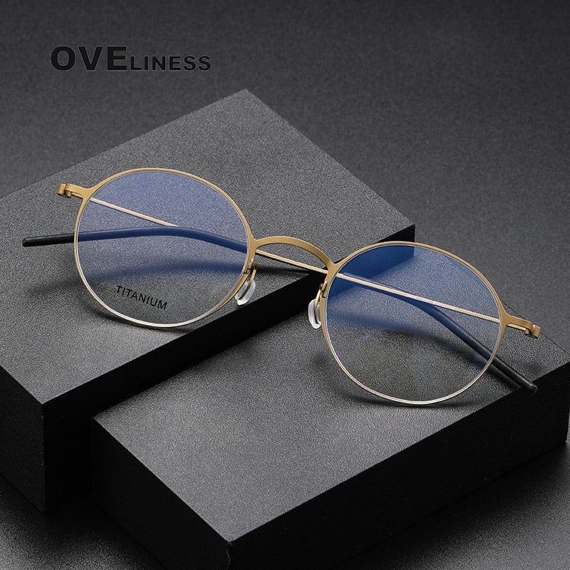 Oveliness Unisex Full Rim Round Titanium Eyeglasses 5044 Full Rim Oveliness   