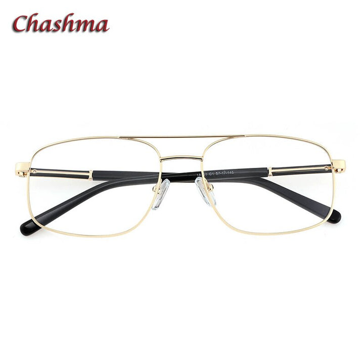 Chashma Ochki Men's Full Rim Square Double Bridge Stainless Steel Eyeglasses18001 Full Rim Chashma Ochki Gold  