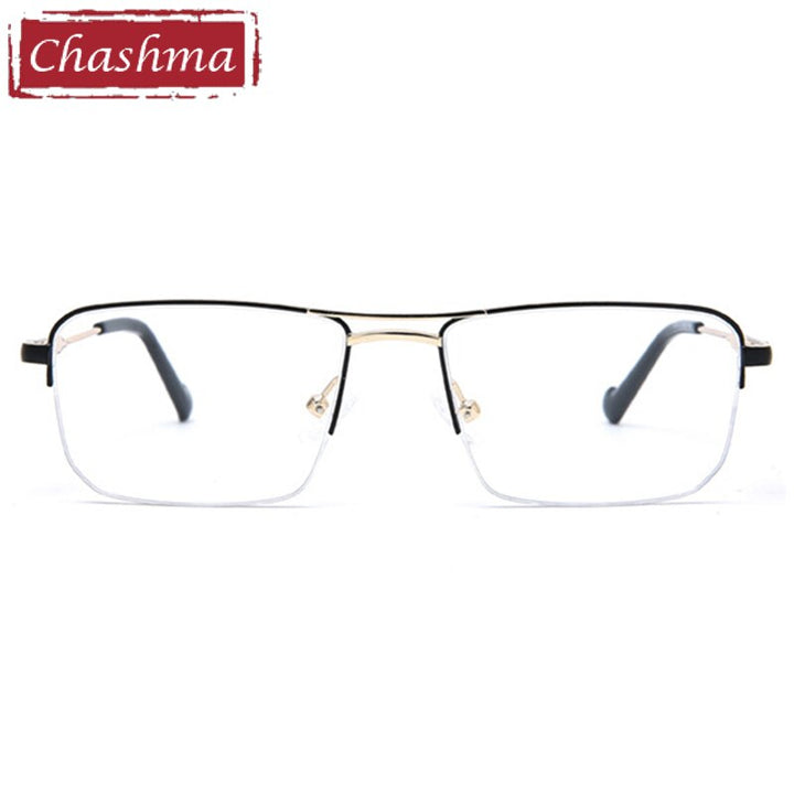 Chashma Men's Semi Rim Rectangle Spring Hinge Stainless Steel Frame Eyeglasses 3577 Semi Rim Chashma   