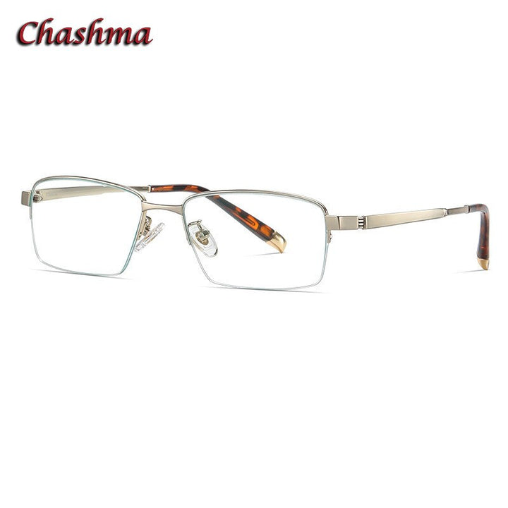 Chashma Ochki Men's Semi Rim Sqaure Titanium Eyeglasses 907 Semi Rim Chashma Ochki Light Gold  