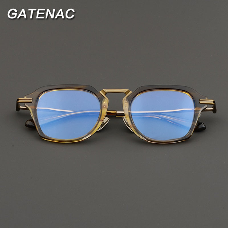 Gatenac Unisex Full Rim Irregular Square Titanium Acetate Eyeglasses Gxyj872 Full Rim Gatenac   