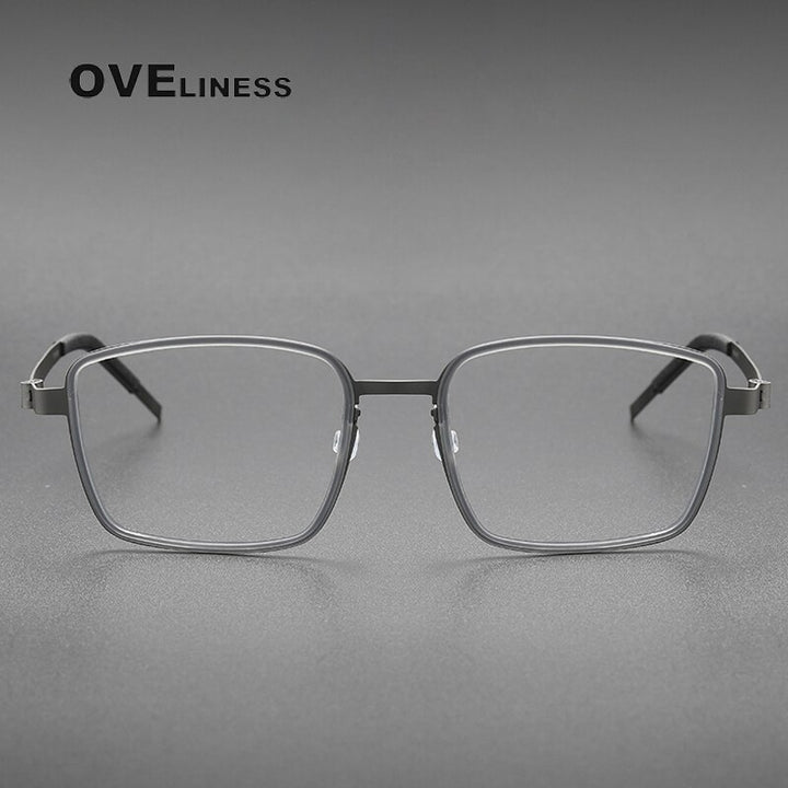 Oveliness Unisex Full Rim Square Screwless Acetate Titanium Eyeglasses 9754 Full Rim Oveliness   