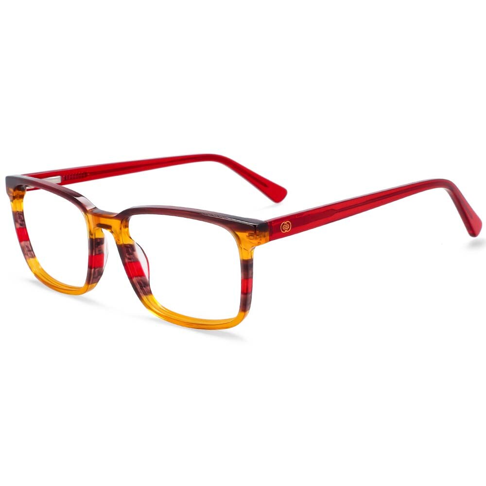 CCSpace Unisex Full Rim Rectangle Acetate Frame Eyeglasses 54249 Full Rim CCspace Red Yellow China 