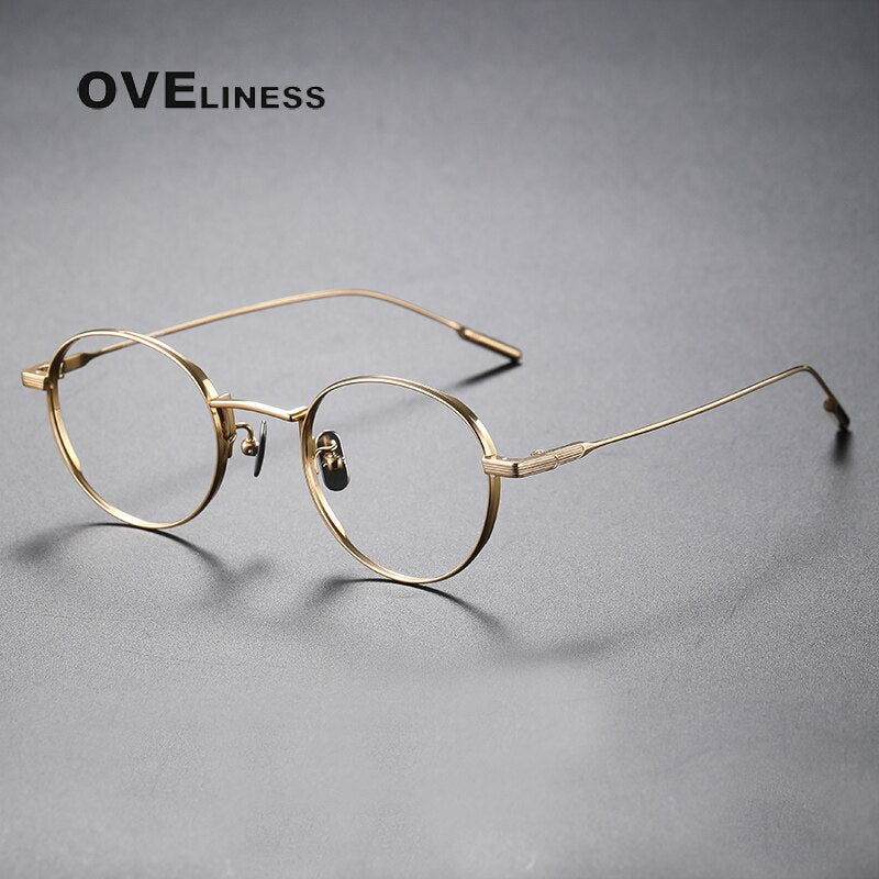 Oveliness Unisex Full Rim Round Titanium Eyeglasses 80806 Full Rim Oveliness gold  