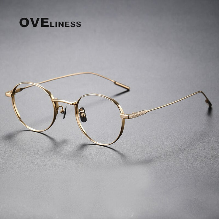 Oveliness Unisex Full Rim Round Titanium Eyeglasses 80806 Full Rim Oveliness gold  