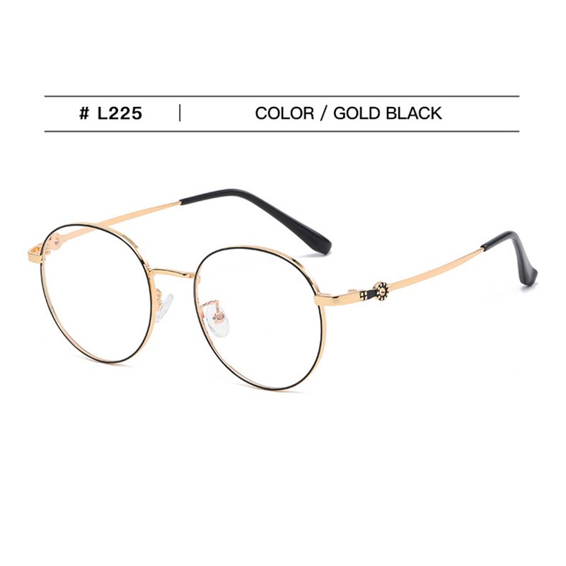 Hotochki Unisex Full Rim Round Stainless Steel Alloy Eyeglasses L225 Full Rim Hotochki goldblack  