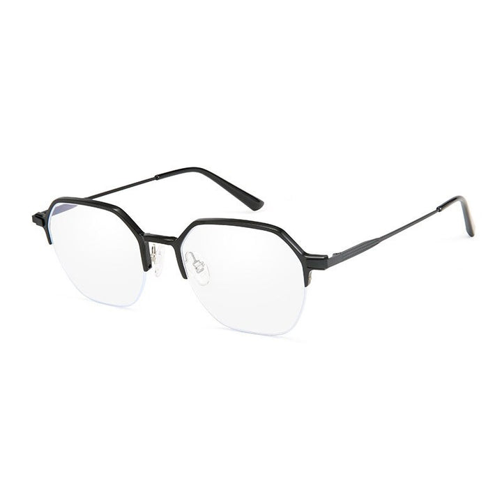 Hdcrafter Unisex Semi Rim Polygon Titanium Eyeglasses 6127 Semi Rim Hdcrafter Eyeglasses   