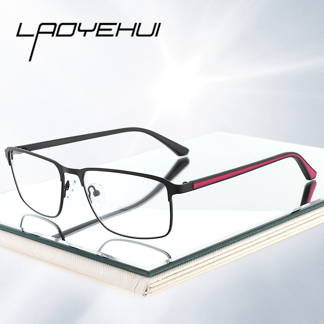 Laoyehui Men's Eyeglasses Square Alloy Reading Glasses 18061 Reading Glasses Laoyehui   