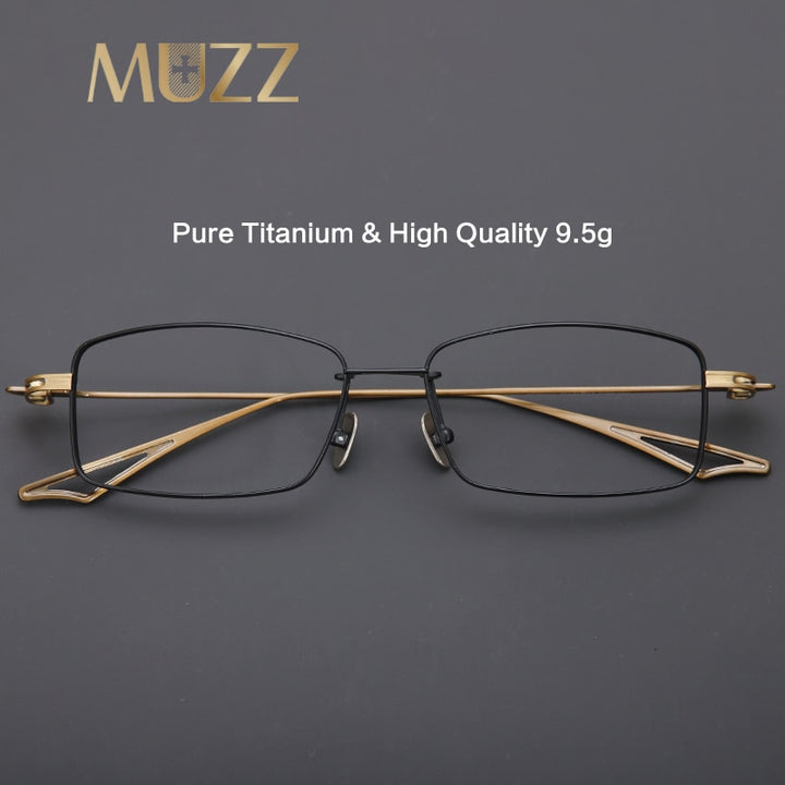 Muzz Men's Full Rim Rectangle Square Titanium Eyeglasses Done Full Rim Muzz   