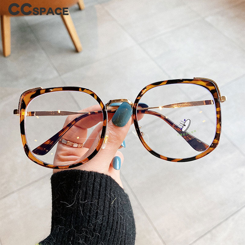 CCspace Women's Oversized Square Alloy Acetate Frame Eyeglasses 46733 Full Rim CCspace   