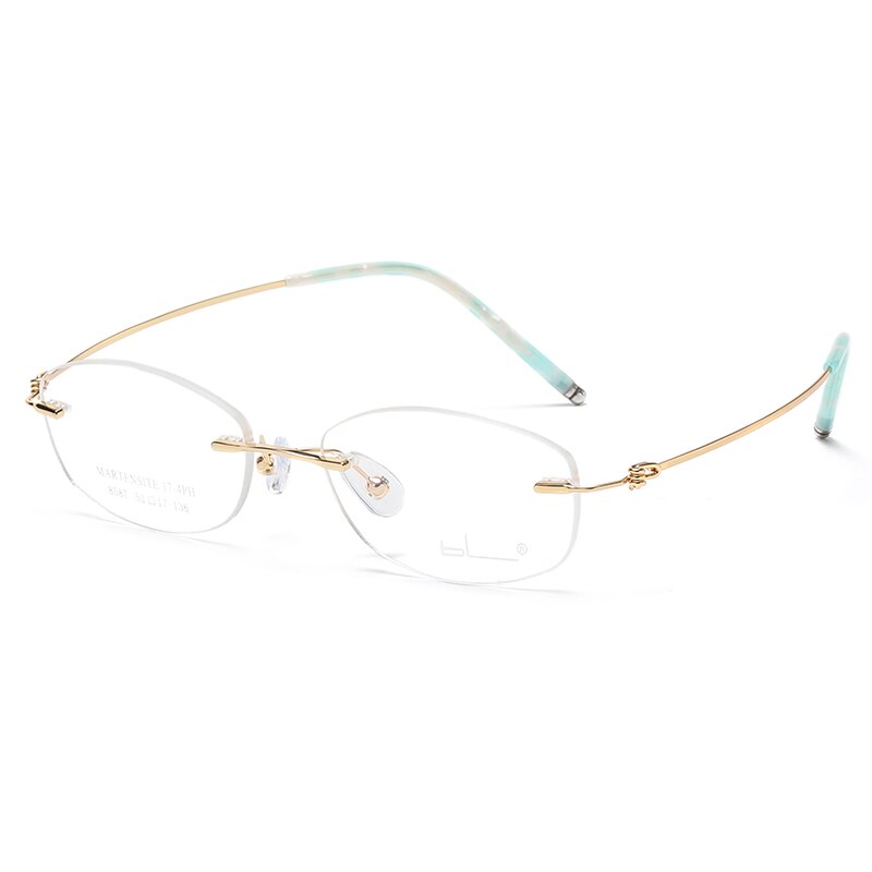 Reven Jate Unisex Rimless Rectangle Titanium Alloy Eyeglasses 8587 Rimless Reven Jate golden green  