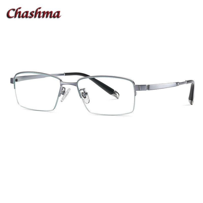 Chashma Ochki Men's Semi Rim Sqaure Titanium Eyeglasses 907 Semi Rim Chashma Ochki Silver  