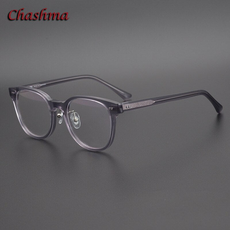 Chashma Ochki Unisex Full Rim Round Handcrafted Acetate Eyeglasses 2060 Full Rim Chashma Ochki Transparent Gray  