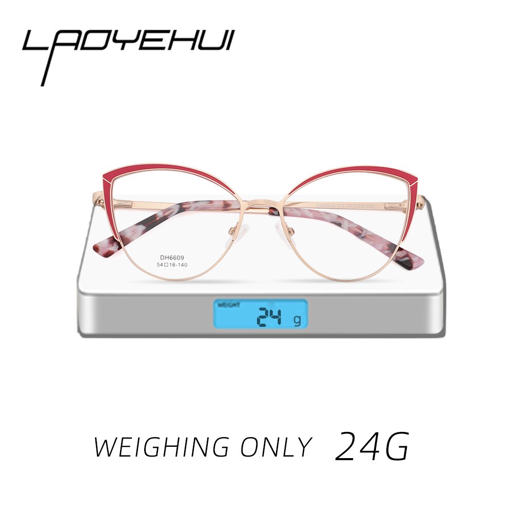 Laoyehui Women's Full Rim Cat Eye Alloy Myopic Reading Glasses Anti Blue Light 6609 Reading Glasses Laoyehui   