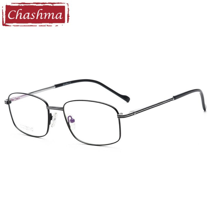 Chashma Ottica Men's Full Rim Irregular Square Titanium Eyeglasses 9199 Full Rim Chashma Ottica Black Silver  