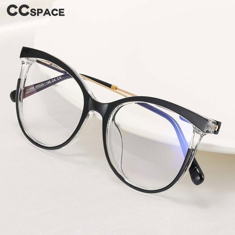 CCSpace Women's Full Rim Square Tr 90 Titanium Eyeglasses 55223 Full Rim CCspace   
