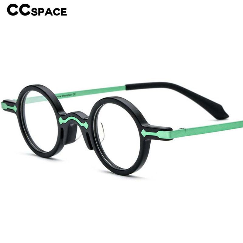 CCspace Unisex Full Rim Small Round Acetate Eyeglasses 53151 Full Rim CCspace   