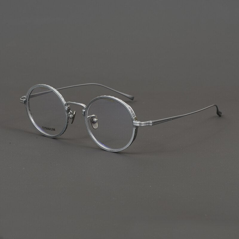 Gatenac Unisex Full Rim Round Titanium Eyeglasses Gxyj878 Full Rim Gatenac Silver  