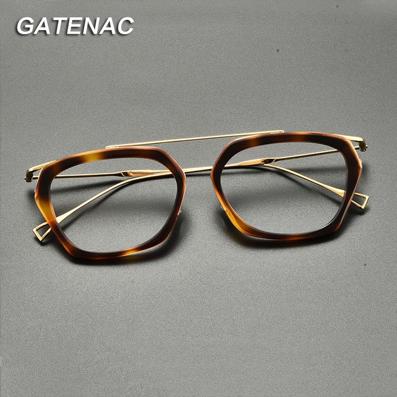 Gatenac Unisex Full Rim Oval Round Titanium Acetate Eyeglasses Gxyj845 Full Rim Gatenac   