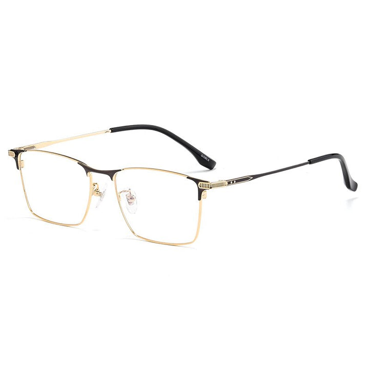 Hotochki Men's Full Rim Square Titanium Eyeglasses 80100T Full Rim Hotochki black and gold  