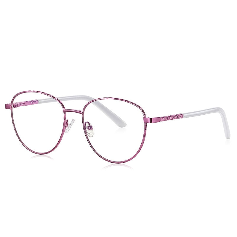 CCspace Women's Full Rim Round Square Stainless Steel Eyeglasses 54529 Full Rim CCspace China Purple white 