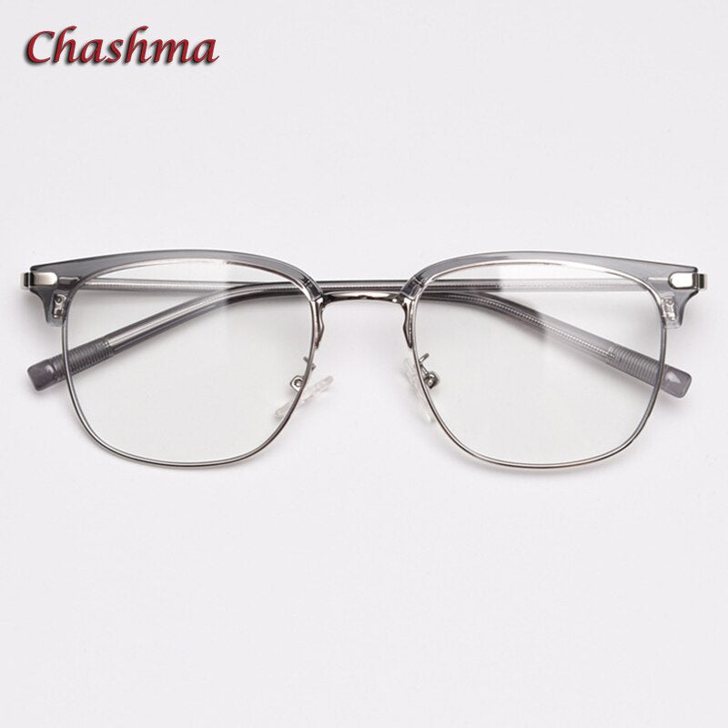 Chashma Ochki Unisex Full Rim Round Square Tr 90 Titanium Eyeglasses 2180 Full Rim Chashma Ochki Transparent Gray  