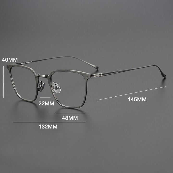 Gatenac Unisex Full Rim Square Titanium Eyeglasses Gxyj965 Full Rim Gatenac   