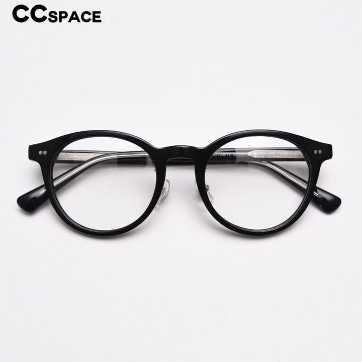 CCSpace Unisex Full Rim Round Acetate Eyeglasses 55692 Full Rim CCspace   