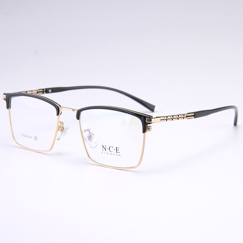 Bclear Men's Full Rim Square Titanium Frame Eyeglasses My8622 Full Rim Bclear black gold  
