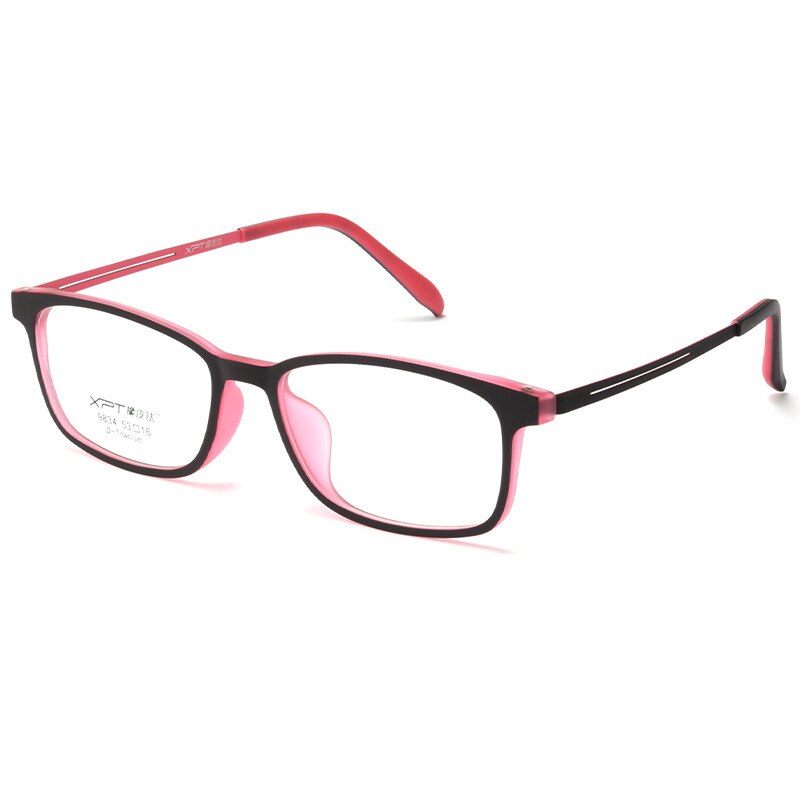 Yimaruili Unisex Full Rim Square Tr 90 Titanium Eyeglasses 9834XP Full Rim Yimaruili Eyeglasses Black Rose Red  