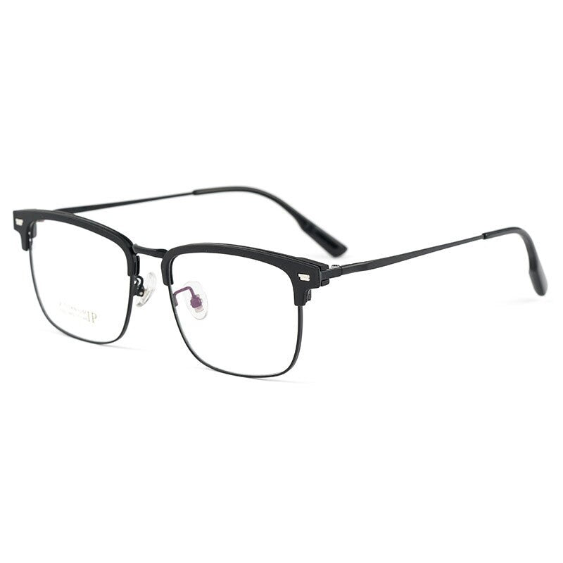 Yimaruili Men's Full Rim Square Titanium Eyeglasses 2322BJ Full Rim Yimaruili Eyeglasses Black  