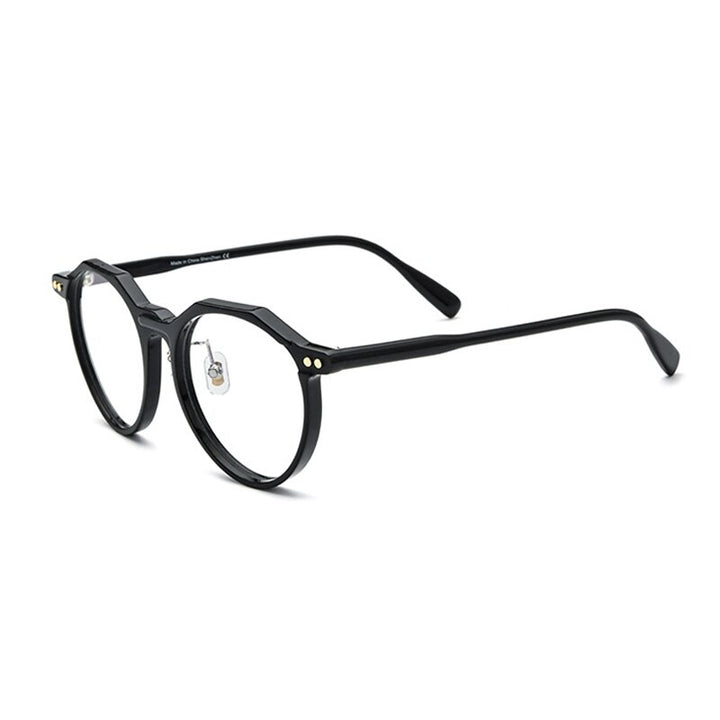 Gatenac Unisex Full Rim Round Acetate Frame Eyeglasses Gxyj736 Full Rim Gatenac Black  