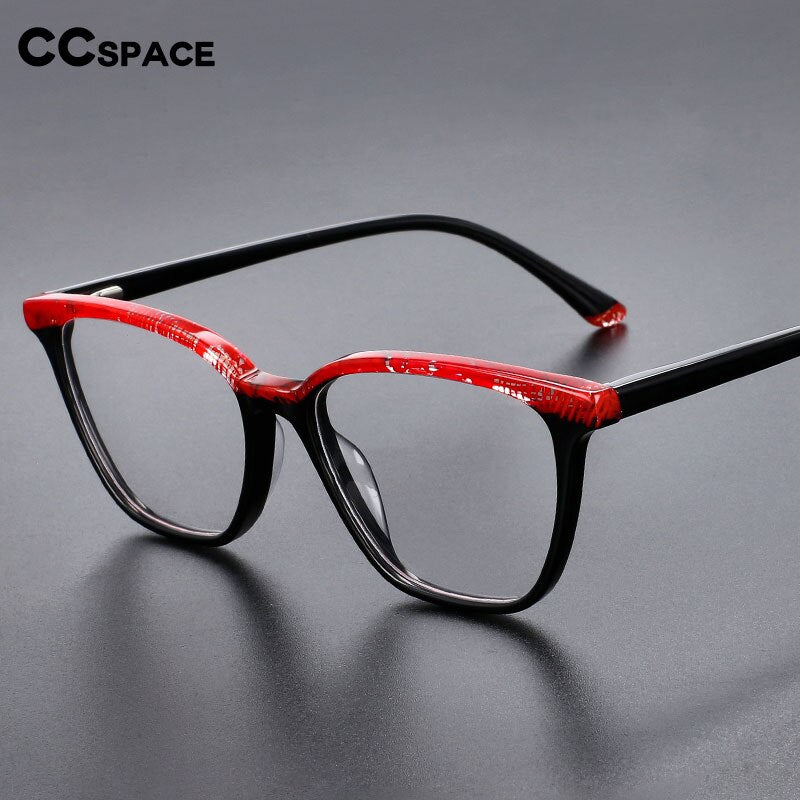 CCspace Unisex Full Rim Square Acetate Eyeglasses 55370 Full Rim CCspace   