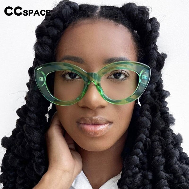 CCspace Women's Full Rim Large Cat Eye Acetate Eyeglasses 55118 Full Rim CCspace   