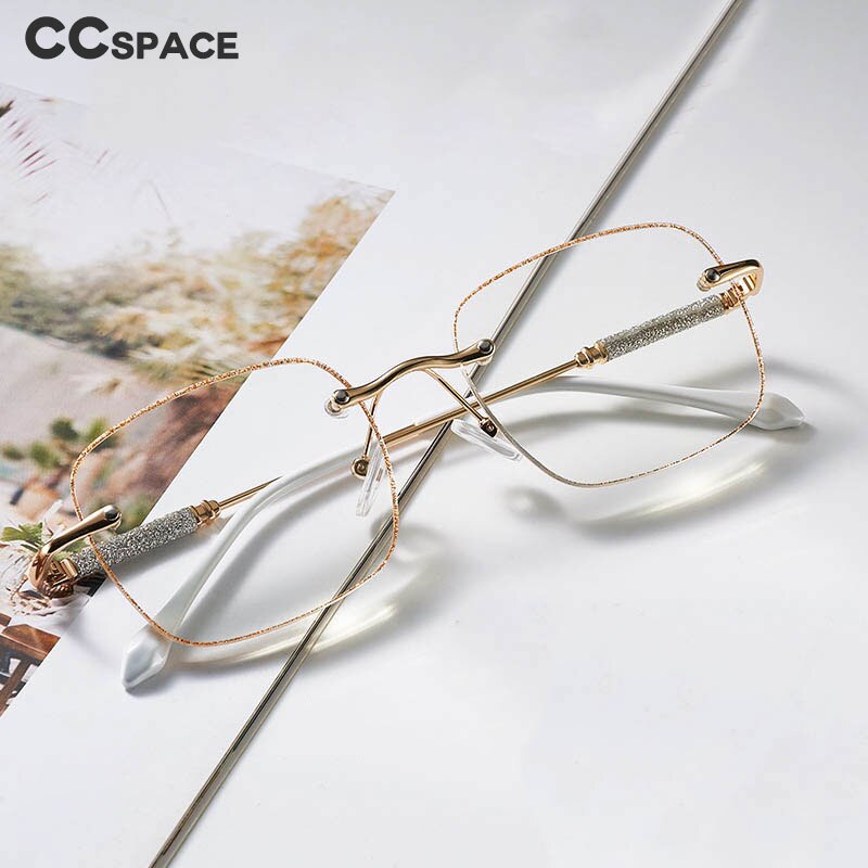 CCspace Unisex Rimless Square Alloy Hyperopic Reading Glasses 55738 Reading Glasses CCspace   