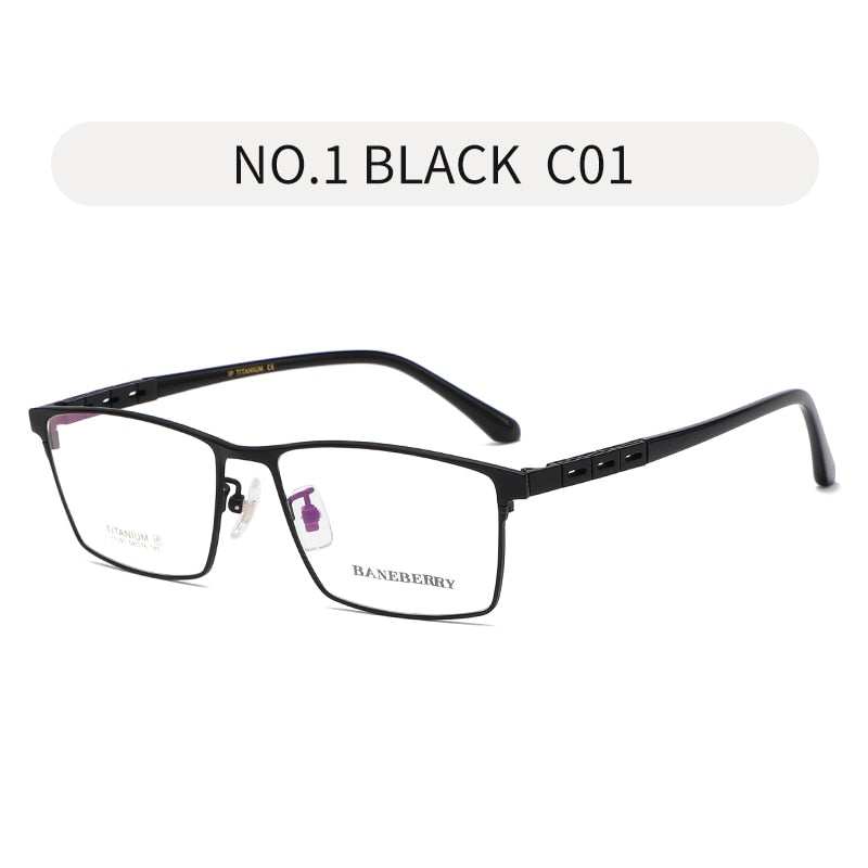 Reven Jate Unisex Full Rim Square Titanium Frame Eyeglasses 71091 Full Rim Reven Jate black  