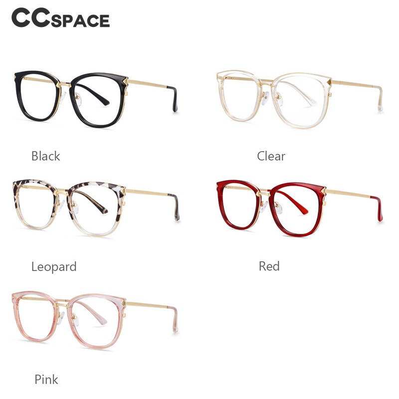 CCSpace Women's Full Rim Square Round Tr 90 Titanium Frame Eyeglasses 54156 Full Rim CCspace   