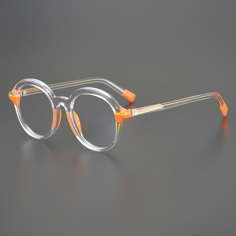 Gatenac Unisex Full Rim Small Round Acetate Eyeglasses Gxyj852 Full Rim Gatenac Transparent  